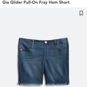 Gia glider pull on jean shorts with frayed hem